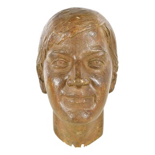 Head of a Woman in Patinated Plaster For Sale
