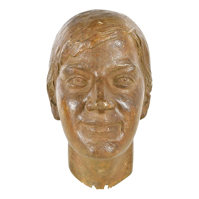 Head of a Woman in Patinated Plaster For Sale