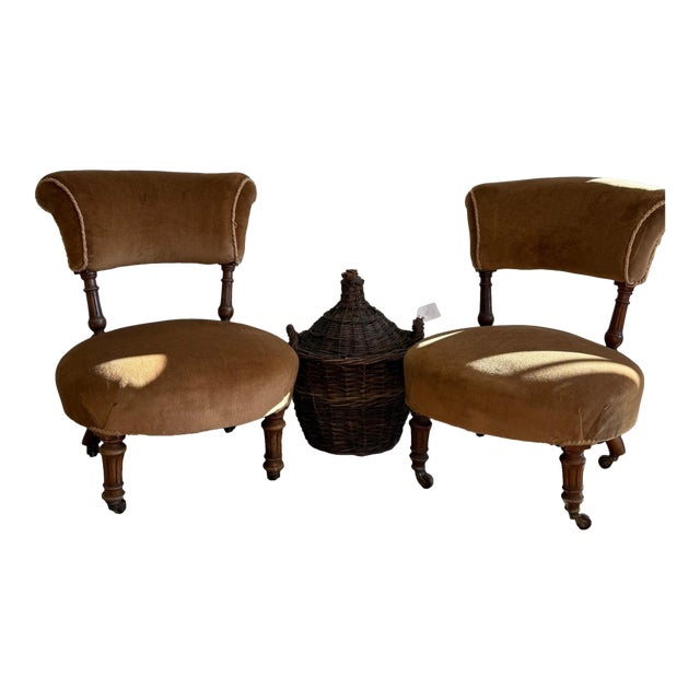 Pair of Victorian English Walnut Chairs For Sale