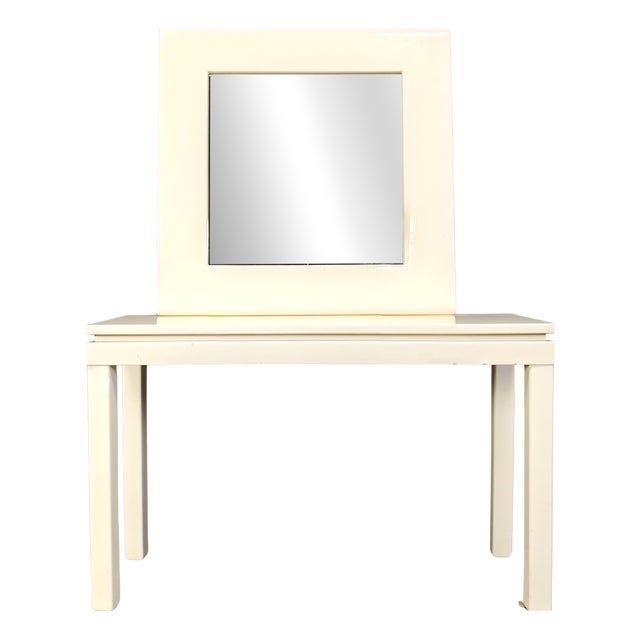 Vintage Lacquer Console with Mirror from Jean Claude Mahey, France, 1980s, Set of 2 For Sale