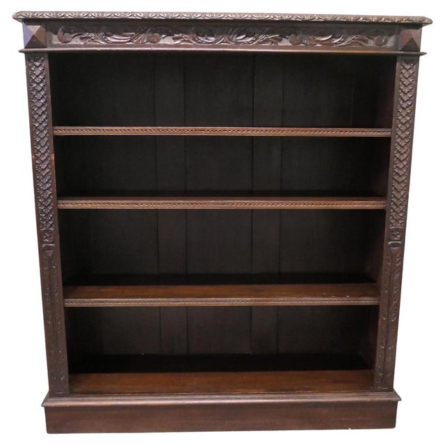 Gold Carved Oak Open Bookcase For Sale - Image 8 of 8