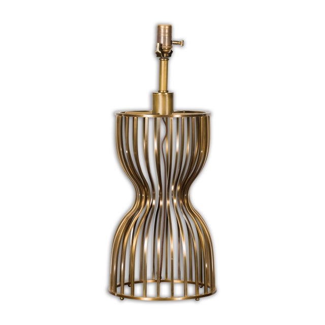 Mid 20th Century Mid 20th Century Italian Brass Hourglass Shaped Single Light Lamp, US Wired For Sale - Image 5 of 12