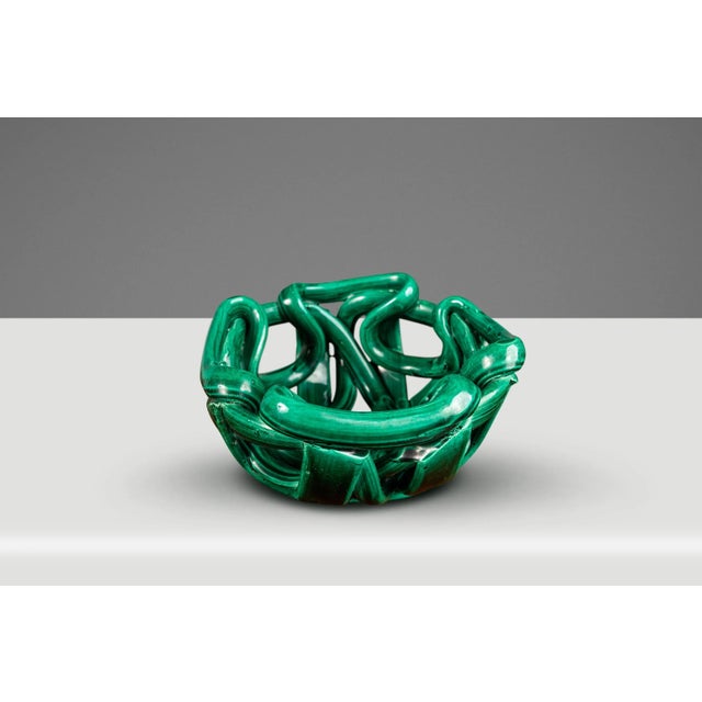Postmodern Post Modern Abstract Braided Ceramic Bowl, Usa, C. 1980's For Sale - Image 3 of 12