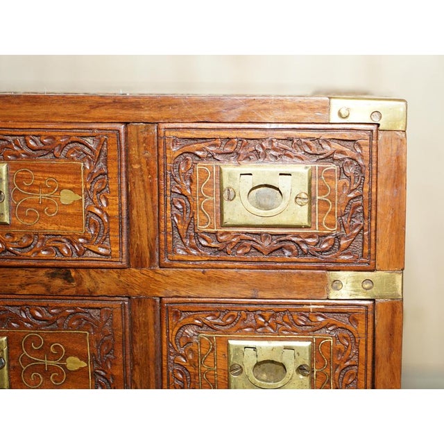 Late 19th Century Small Antique Anglo Indian Military Campaign Chest of Drawers, 1880 For Sale - Image 5 of 18