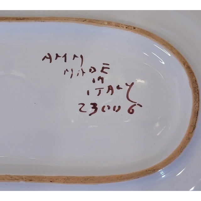 1960s Vintage Amm Faenza Garofano Serving Bowl - Hand-Painted Italian Majolica For Sale - Image 5 of 5