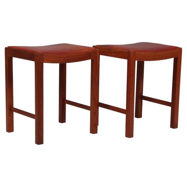 Danish Cabinetmaker Stools in Mahogany and Patinated Niger Leather, 1940, Set of 2 For Sale - Image 9 of 9