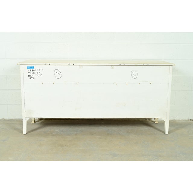 Drexel Heritage French Provincial Louis XV Cream Lacquered Paint-Decorated Triple Dresser or Credenza, 1970s For Sale - Image 12 of 13