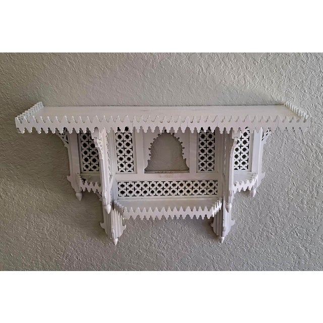 Wood Moroccan Handcrafted Wall Shelf, White 2 For Sale - Image 7 of 10