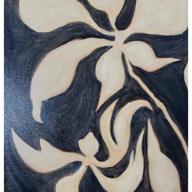 Original Framed Carnation Flower Painting, White Black Moody Wall Art Oil on Canvas, Dark Academia Boho Home Decor by Tatiana Duperault For Sale - Image 4 of 4