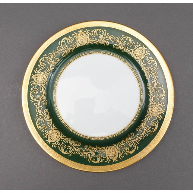 Ceramic Vintage Aynsley England Imperial 193 Laurel Green Gold Salad Plates- Set of 6 For Sale - Image 7 of 9
