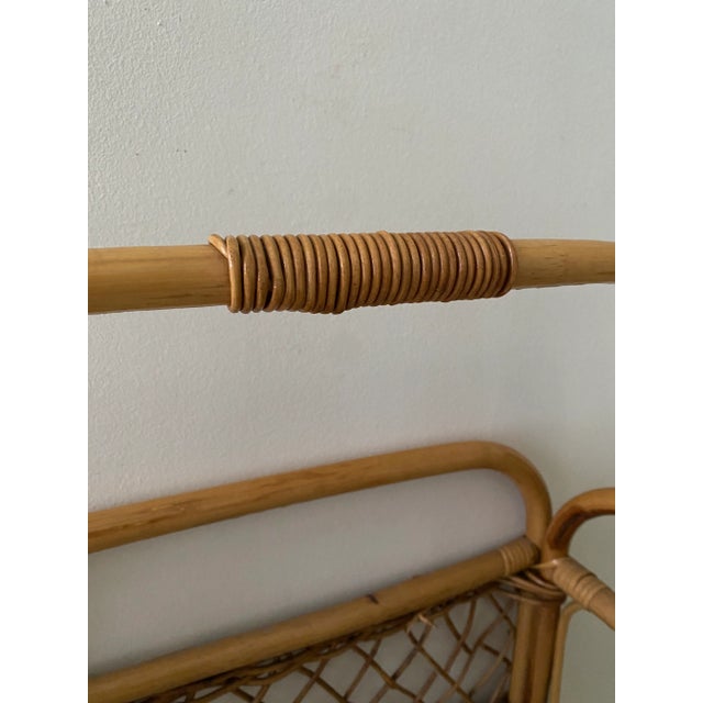 1970s Vintage Arched Rattan Magazine Rack Basket For Sale - Image 10 of 10