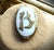Antique Art Deco Hand-Painted Porcelain 'B' Gold Leaf Oval Brooch Pin, C. 1920's For Sale In New York - Image 6 of 11