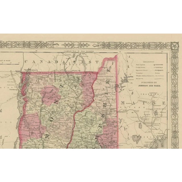Paper Civil War Era Map of Vermont, New Hampshire and Southern New England, 1864 For Sale - Image 7 of 10