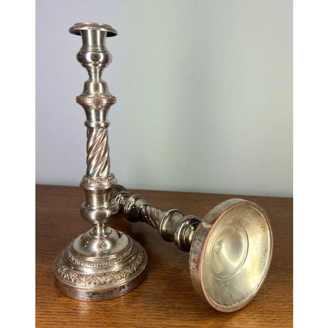 Vintage French Silver Plated Candleolders, Set of 2 For Sale - Image 11 of 14