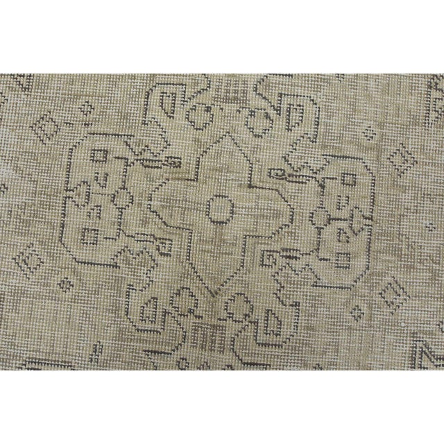 Beige Tabriz Rug 6’6” X 9’3” Beige Wool Vintage Distressed Hand-Knotted Carpet For Sale - Image 8 of 15