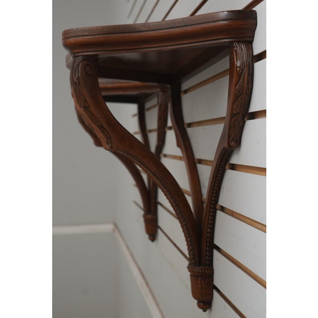 1990s Pair Carved Mahogany Bracket Wall Shelves For Sale - Image 4 of 10