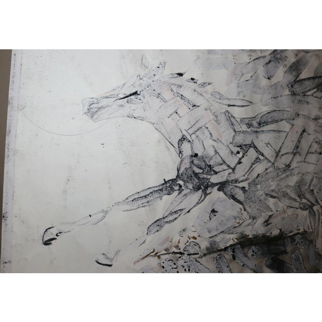 1990s Vintage Original Stanley Boxer Mixed Media Abstract Horse Painting Drawing Art For Sale - Image 5 of 12