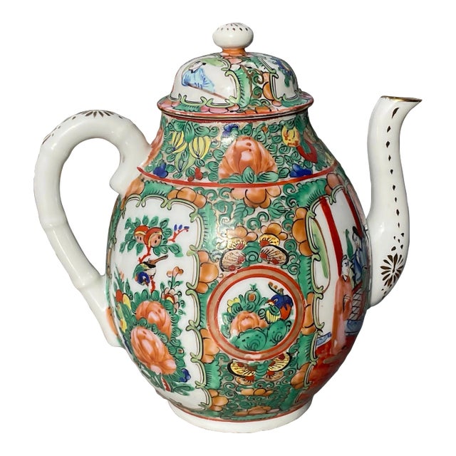 Early 20th Century Rose Medallion Tea Pot For Sale