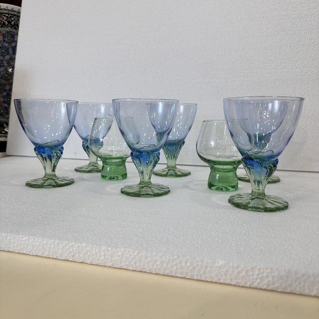 Glass Postmodern Bahia Glass Set in Blown Glass by Bormioli Rocco, Italy, 1980s, Set of 8 For Sale - Image 7 of 18