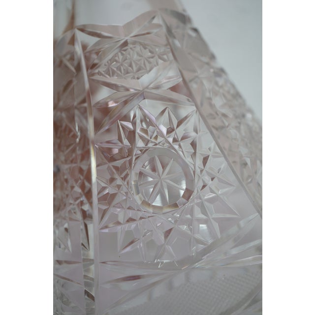 Vintage American Brilliant Cut Crystal Liquor Wine Bar Bottle Decanter For Sale - Image 13 of 17
