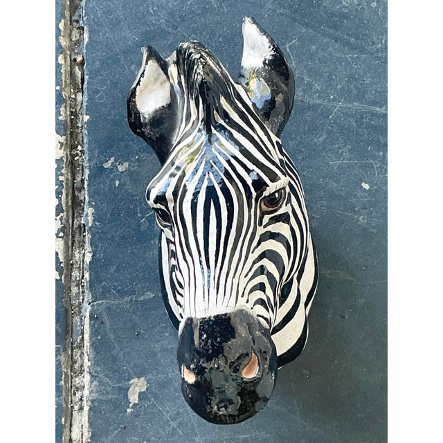 Vintage Italian Glazed Ceramic Zebra For Sale - Image 9 of 12