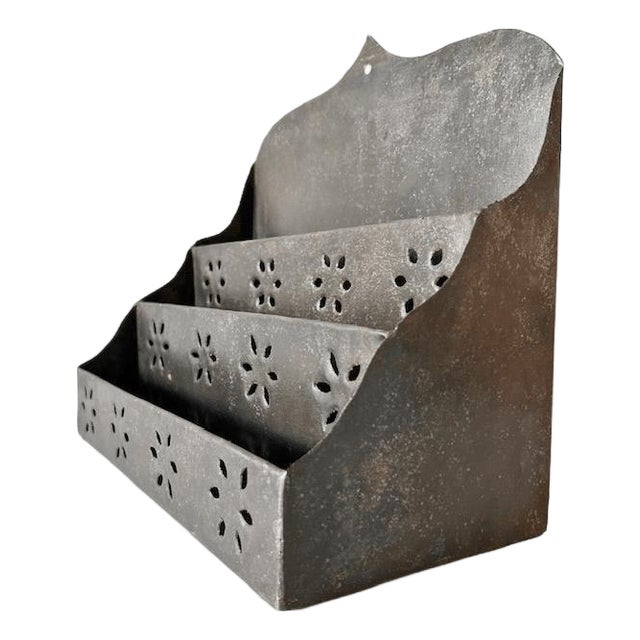 Vintage French Letter Holder Organizer Zinc, 1950s For Sale