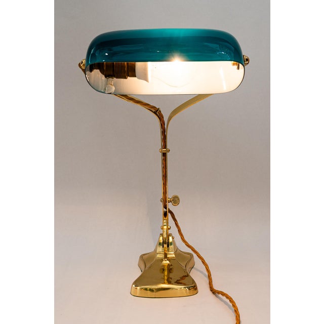 Vintage Art Deco Banker Table Lamp with Glass Shade, 1920s For Sale - Image 17 of 18