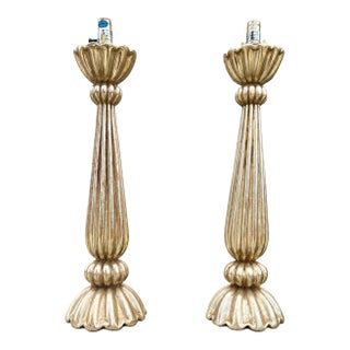 Panache Designs Scallop White Gold Table Lamps - a Pair For Sale