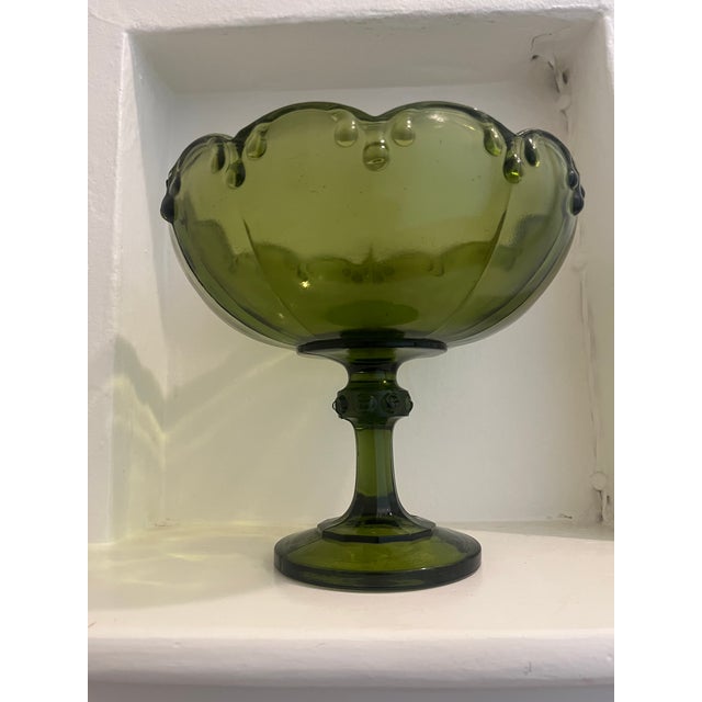 Art Deco Vintage Indiana Glass Pedestal Fruit Bowl For Sale - Image 3 of 5