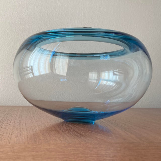 Mid-Century Modern Royal Copenhagen “Provence” Sea Blue Crystal Bowl, Per Lütken Design, 25 Cm (10”) For Sale - Image 3 of 7