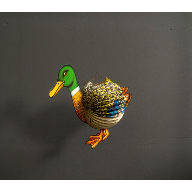 Paper lantern as a Dug, made in West Germany from the 60s. Rare lantern as a rooster figure, in the middle below, with a...