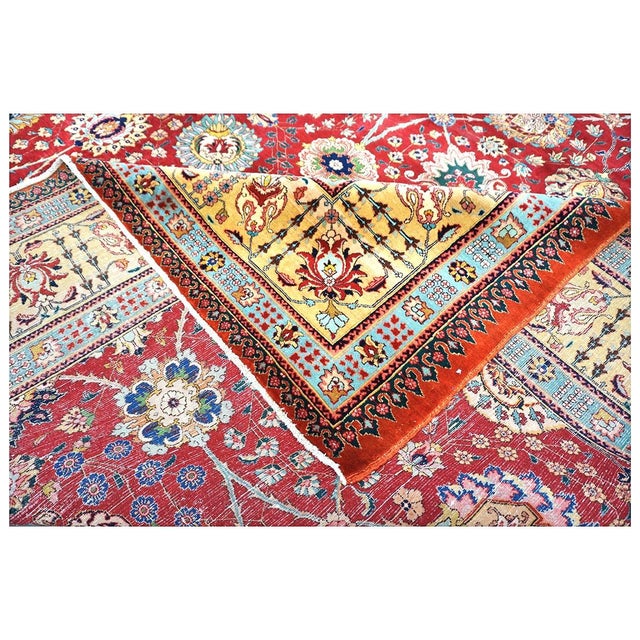 Red Antique Persian Tabriz Pahlavi Wool 10X13 Red, Ivory & Gold Handmade Area Rug #1142546 For Sale - Image 8 of 9