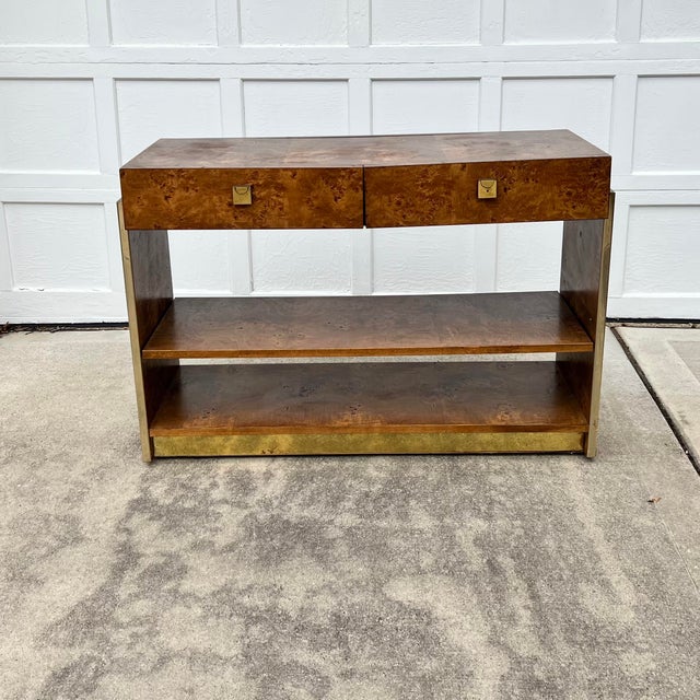 Founders Modern BurlWood & Brass Server For Sale - Image 10 of 10