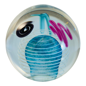Vintage 1980’s Abstract Art Glass Paperweight by Fine Line Studios