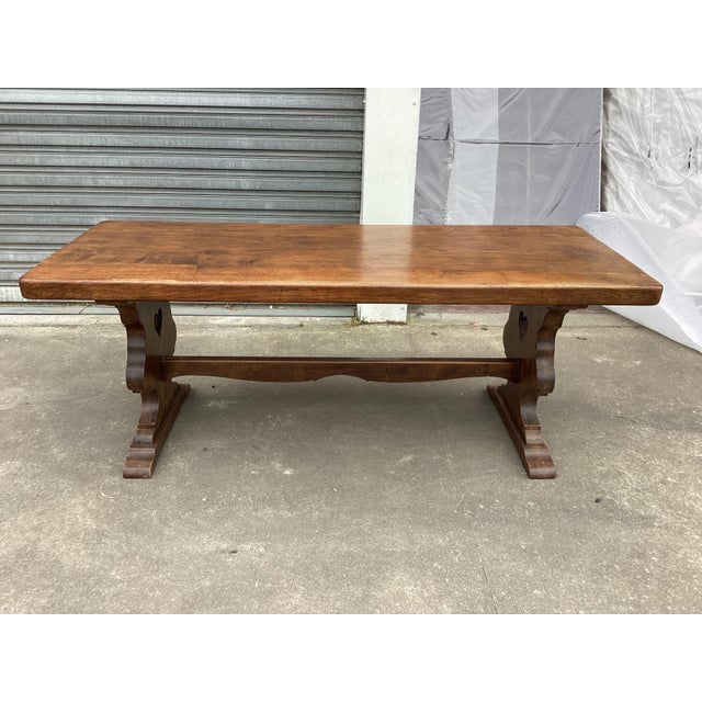 In every detail, this is an authentic and handsome French monastery table. A solid-plank oak top sits above a heavy...