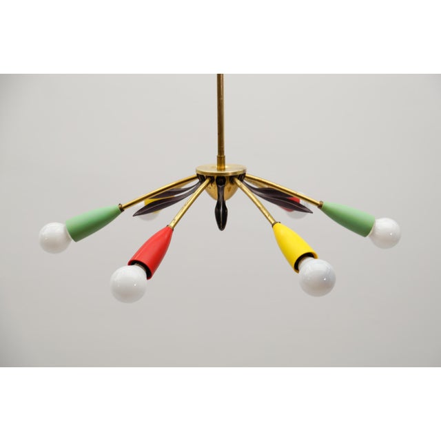 Mid-Century Modern Brass 6-Arm Sputnik Lamp, Italy, 1950s For Sale - Image 6 of 13