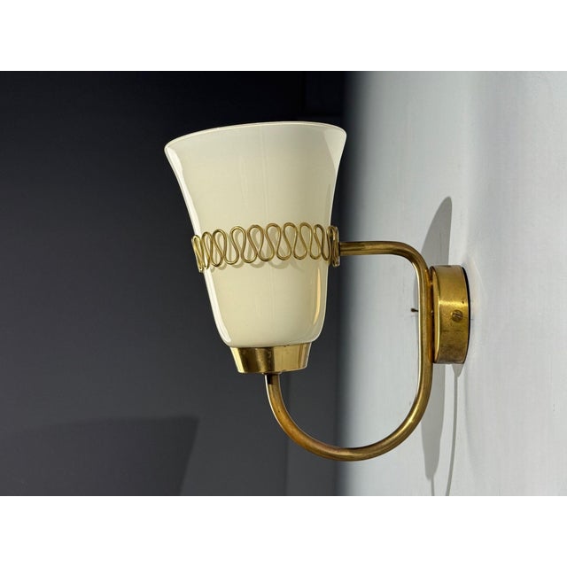 Mid-Century Modern Mauri Almari, Wall Lights, Brass, Glass, Finland, 1960s For Sale - Image 3 of 10