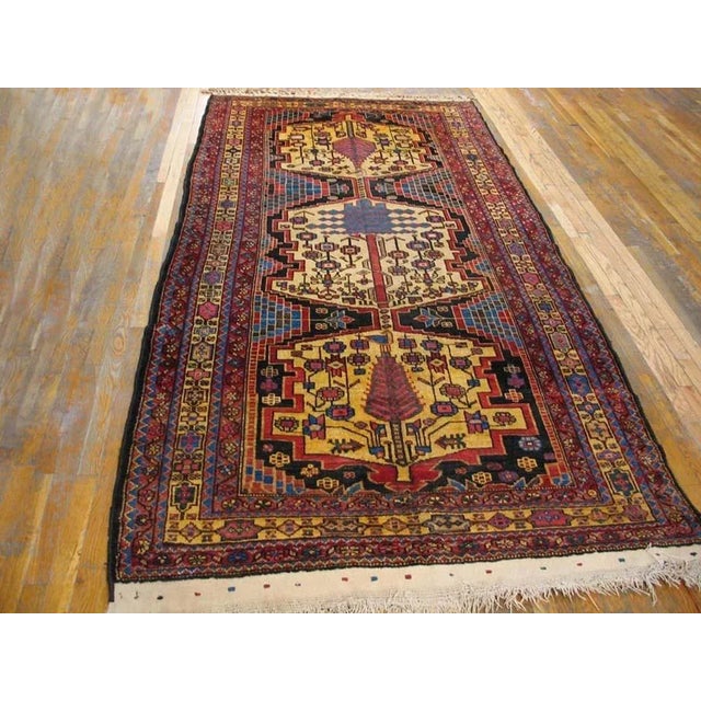 1900 - 1909 Artistic Tribal Geometric Primitive Animal Motif Antique Bakhtiari Rug For Sale - Image 5 of 9