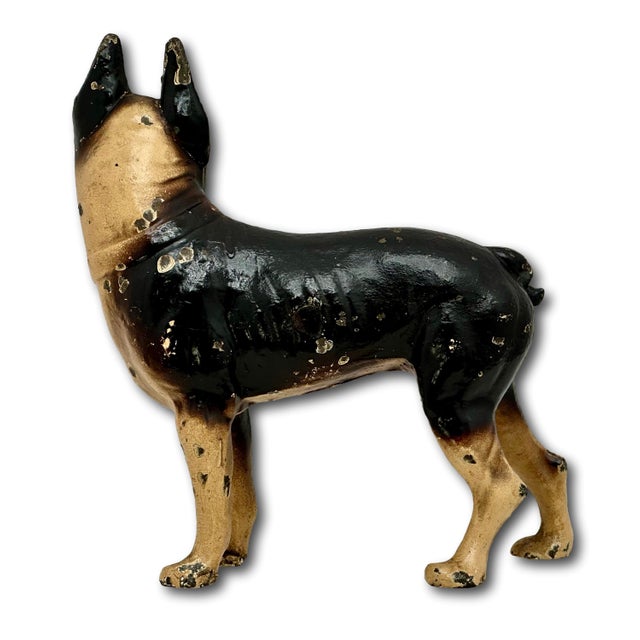 Hard 2 Find Vintage 1930s Hubley Manufacturing Co. Brown Painted Boston Terrier Cast Iron Dog Doorstop For Sale - Image 12 of 18