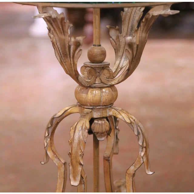 Mid 20th Century Mid-Century French Louis XV Forged Wrought Iron Floor Lamp For Sale - Image 5 of 9
