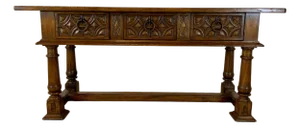 Vintage Alfonso Marina Baroque Style Walnut Carved Console Table