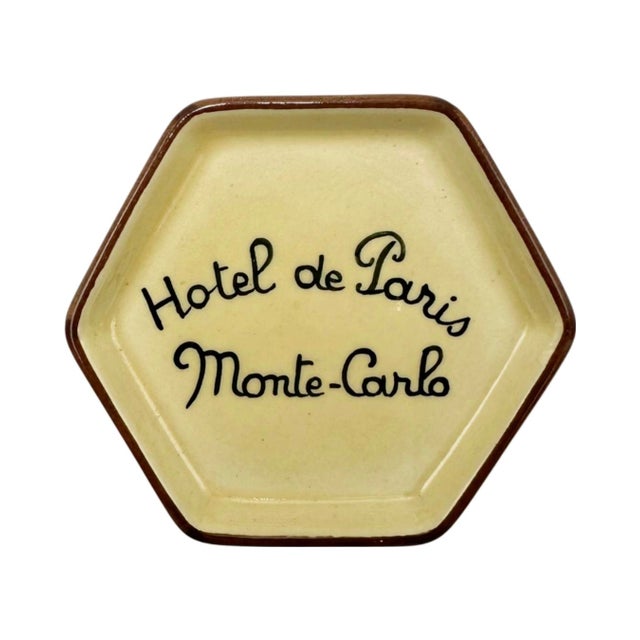 Vintage Hotel De Paris Monte Carlo Ceramic Ashtray Beige For Sale - Image 10 of 10