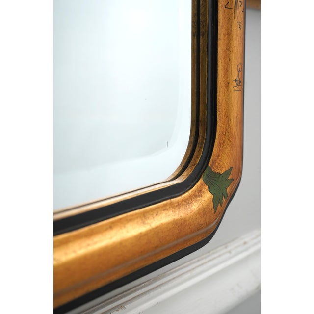 Glass Friedman Brothers Black & Gold Chinoiserie Mirror For Sale - Image 7 of 10
