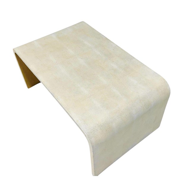 1980s Style of Karl Springer Natural Shagreen Waterfall Coffee Table, 1980 For Sale - Image 5 of 6