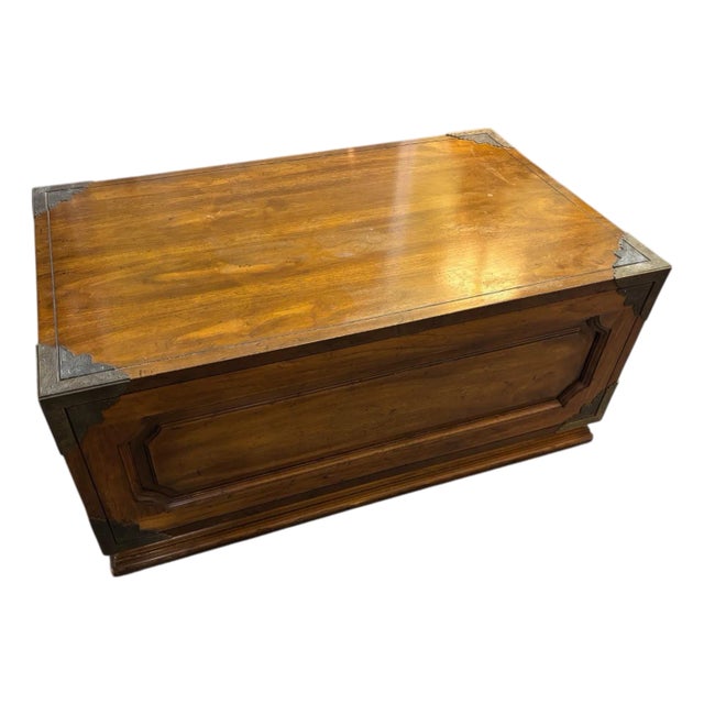 1970s Drexel Heritage Campaign Style Coffee Table For Sale