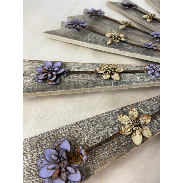 Shabby Chic Wood and Tole Painted Starburst Wall Hanging For Sale - Image 3 of 6