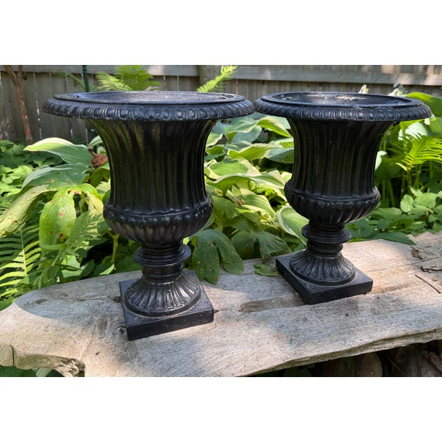 Vintage Cast Iron Planters- A Pair For Sale - Image 4 of 8