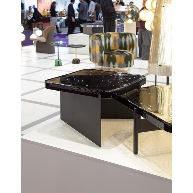 Metal Alwa Square One Super Big Side Table with Transparent Top and Black Base by Sebastian Herkner for Pulpo For Sale - Image 7 of 8