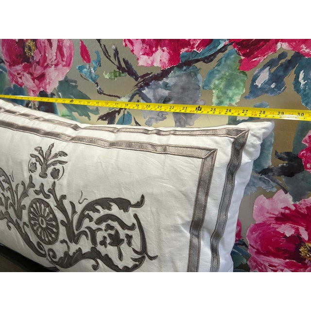 Textile Lili Alessandra Paris Rectangle Pillow White Steel For Sale - Image 7 of 15