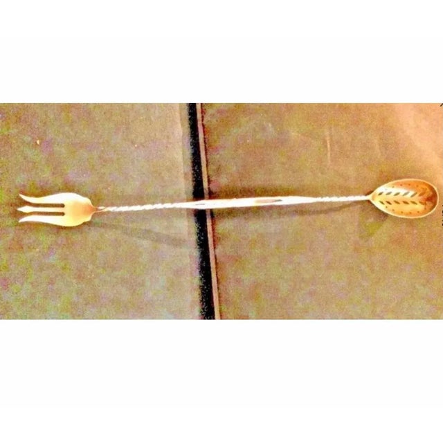 Metal Antique Frank Whiting Foliate Cane Sterling Silver Olive Spoon Pickle Fork Circa 1900 For Sale - Image 7 of 11